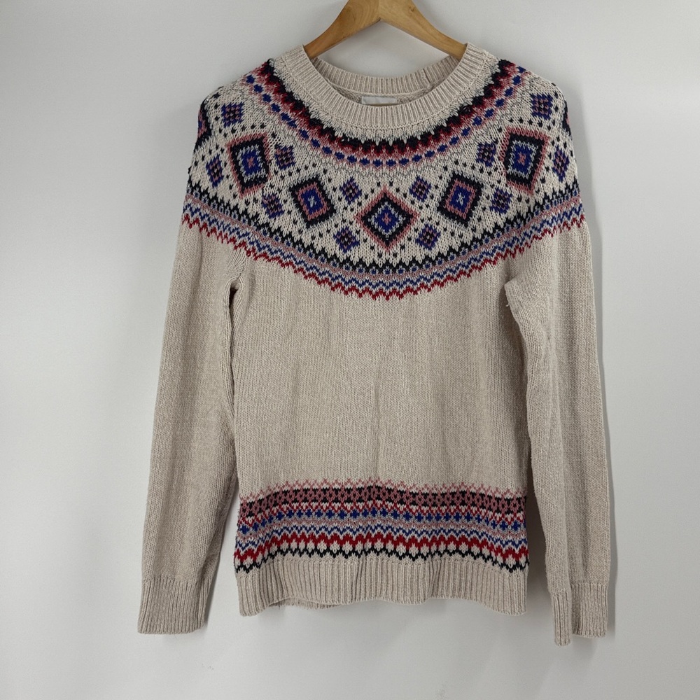 Old Navy intarsia design pullover cotton blend cozy long sleeve sweater